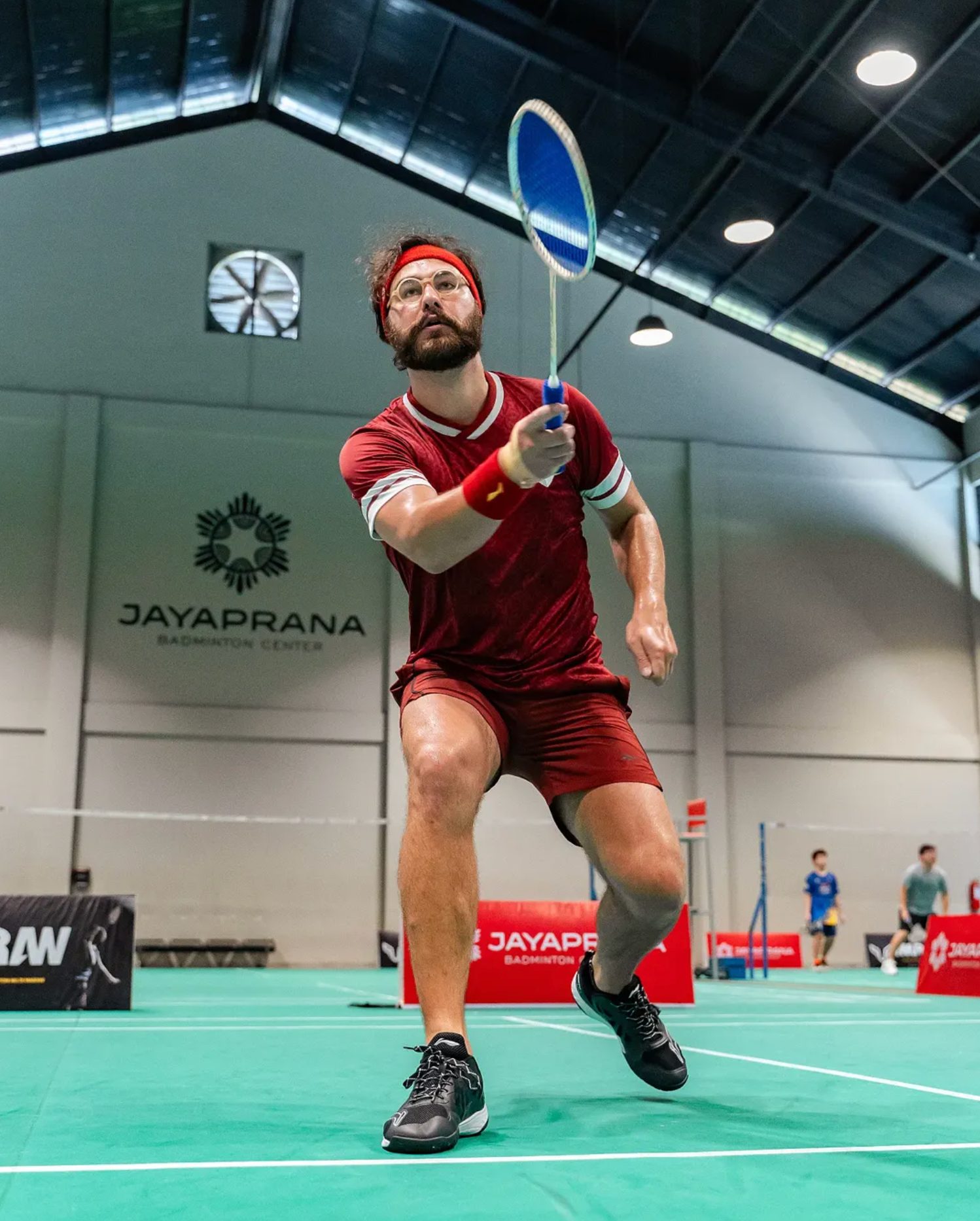 Mat mid-shot at a badminton centre in Indonesia