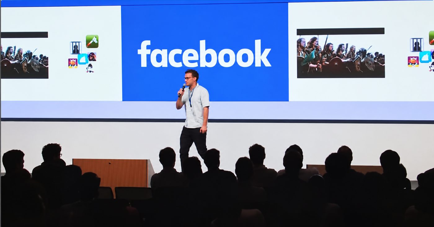 Mat presenting at an internal Facebook London Audience Network strategy session